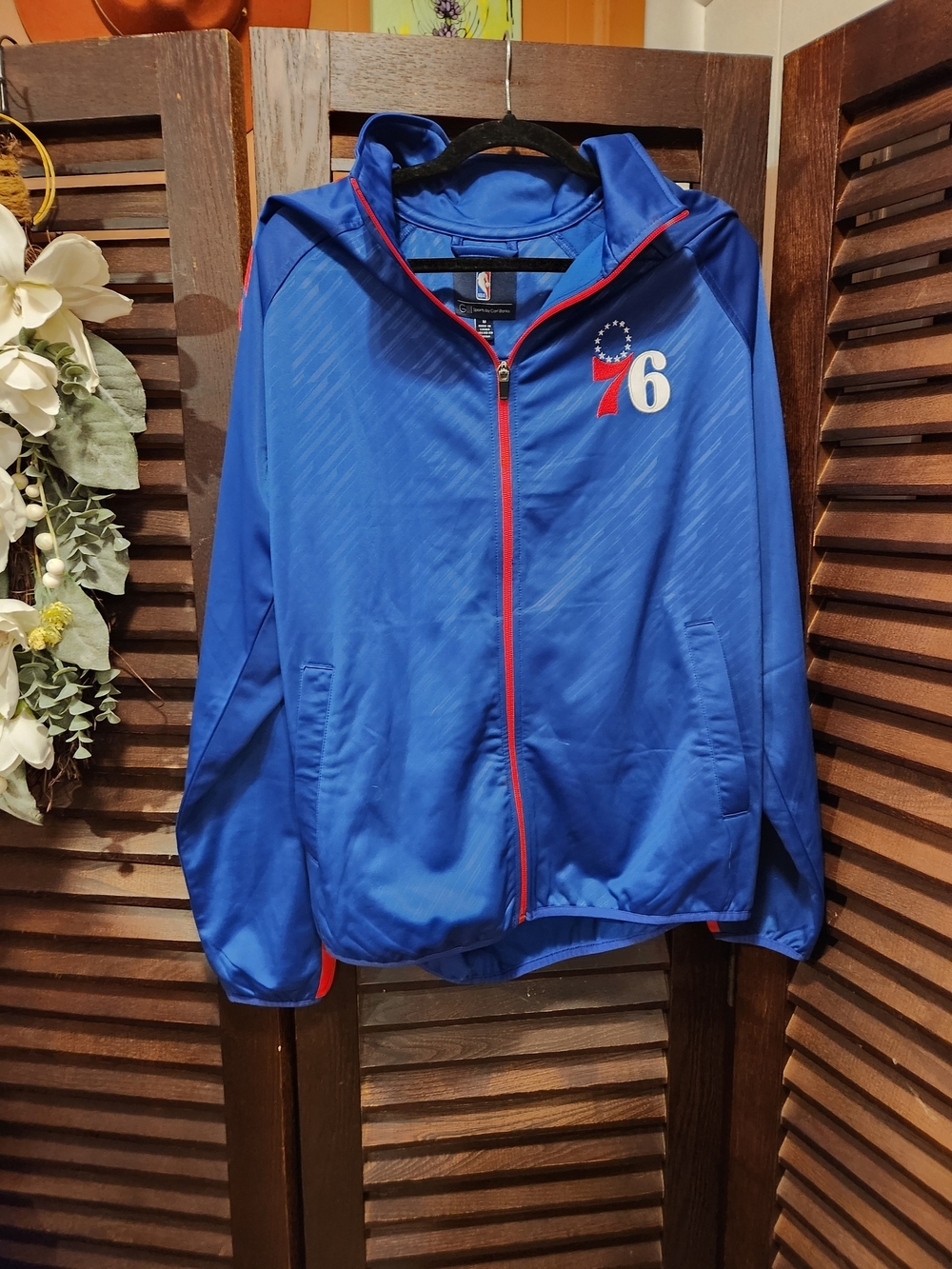 NBA Philadelphia 76ers Blue Red Zip-Up Performance Jacket